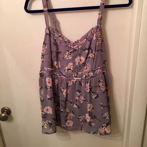 Torrid Gray and Pink Floral Tank